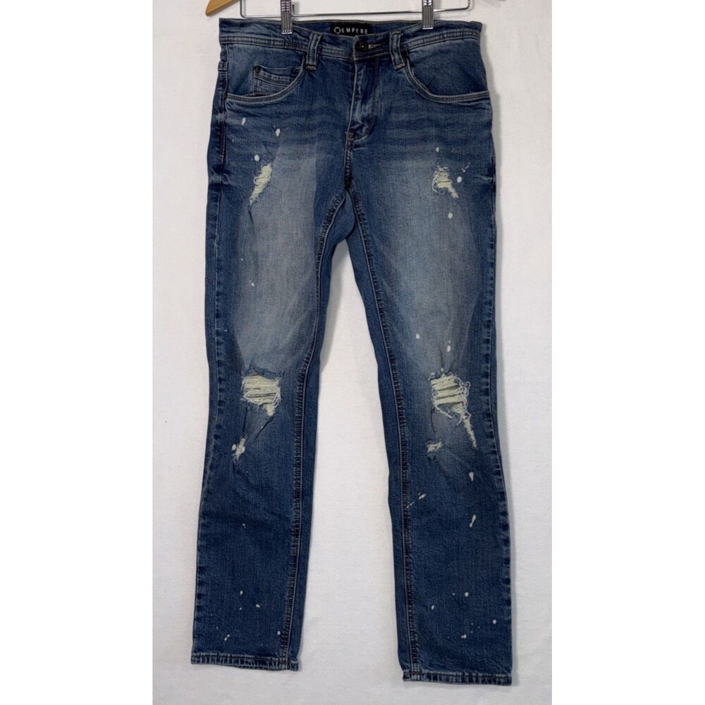Empyre Jeans Men's 30 Blue Recoil Skater Skinny Slim Distressed Stretch Y2K